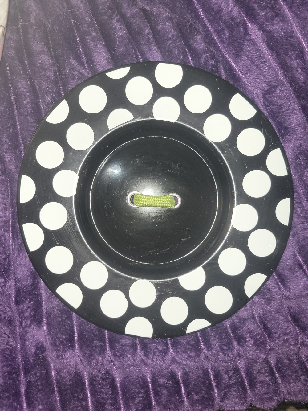 Black Polkadot Decorative Wall Button with Lime Accent